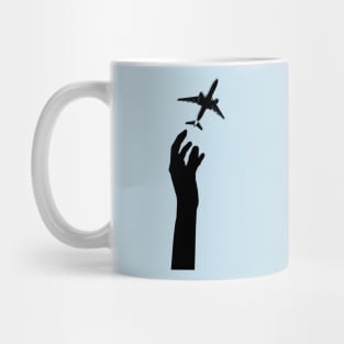 Hand rising for an aeroplane minimalist Mug